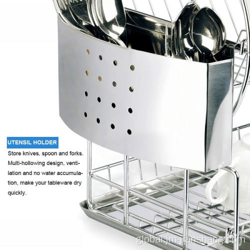 Standing Steel Dish Rack 2 Tier Stainless Steel Dish Drying Rack Supplier